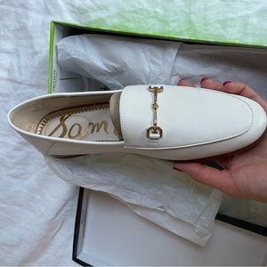 NEW Sam Edelman Loraine White Leather Loafers Size 7.5 NWT